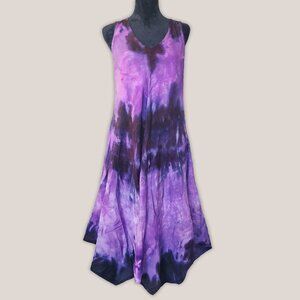 NWT Lilliana Tie Dye Dress Purple & Black Hand-Dyed Flowy Fairy Hippie Dress